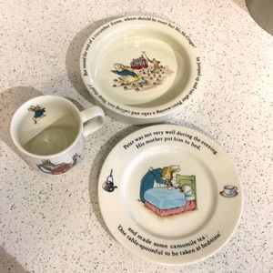 Vintage Wedgwood Peter Rabbit 3-piece children’s dish set. Never used.
